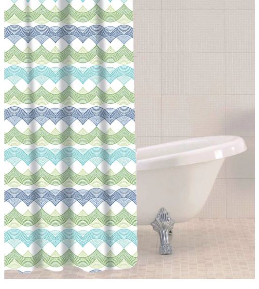 SABICHI WAVES SHOWER CURTAIN 180CM X 180CM. 179623 \\\KD02857