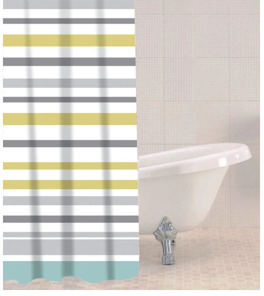 SABICHI OCEAN STRIPE SHOWER CURTAIN 180CM X 180CM. 180339 \\\KD02858