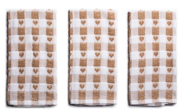 SABICHI TEA TOWELS - PUTTY HEART. 200136 \\\KD02871