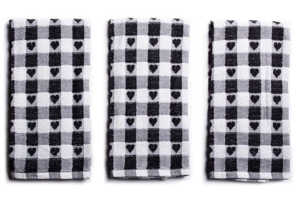 SABICHI TEA TOWELS - GREY HEART. 200150 \\\KD02873