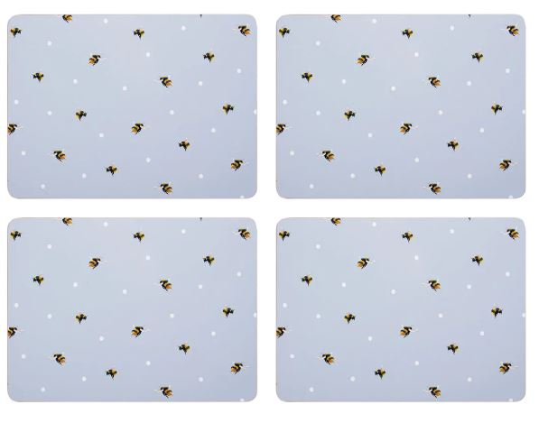 SABICHI 4 FLORAL BEES PLACEMATS AND 4 COASTERS SET. 202628 \\\KD02879