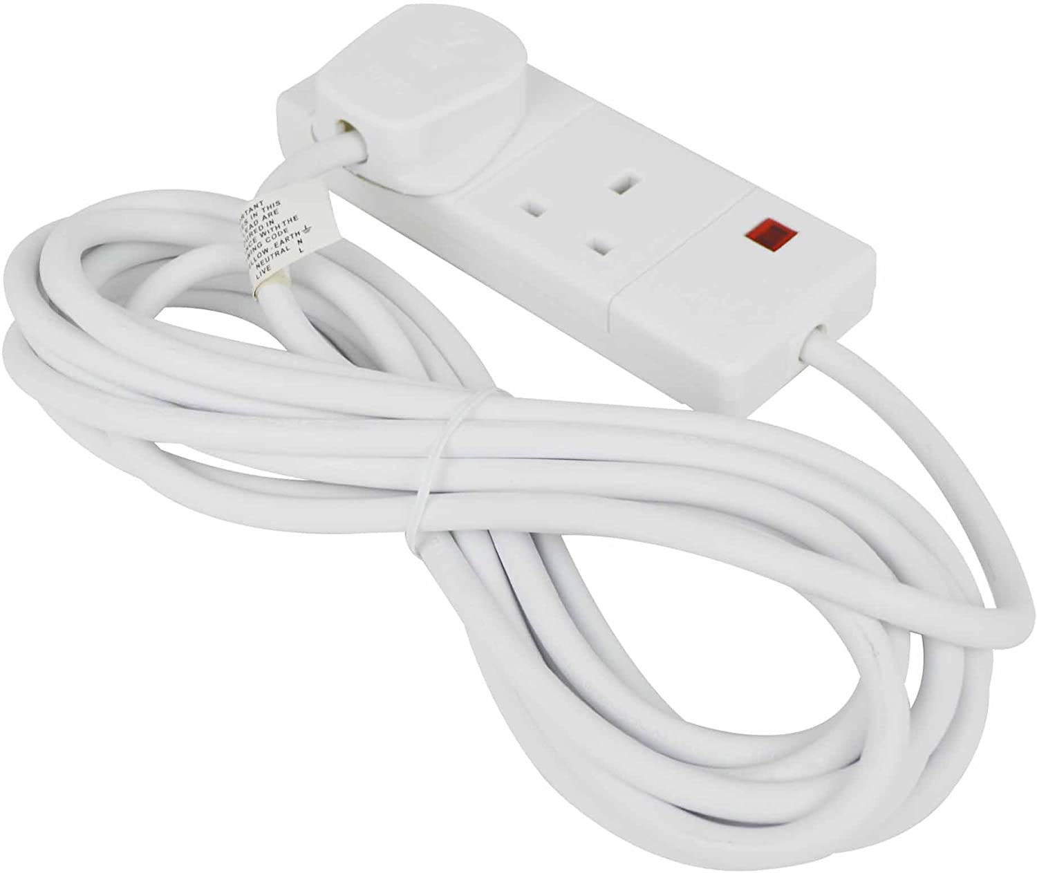 STATUS 2 GANG 5M EXTENSION LEAD WHITE NEON INDICATOR. 2WS5MCP20 \\\KD02892