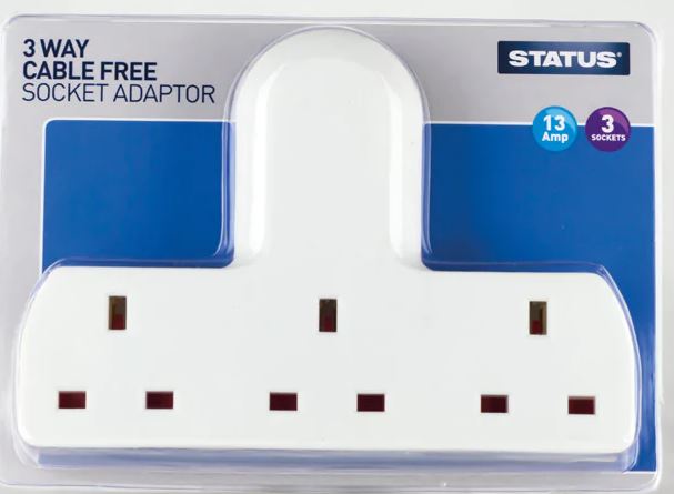 STATUS 1 GANG TO 3 GANG EXTENSION SOCKET PLUG. S3WCFREEWH1PK4 \\\KD02897