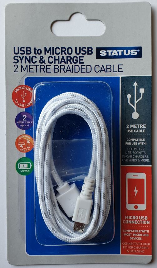 STATUS USB TO MICRO USB SYNC & CHARGE CABLE 2M. SPCMUSBSW1PK6 \\\KD02922