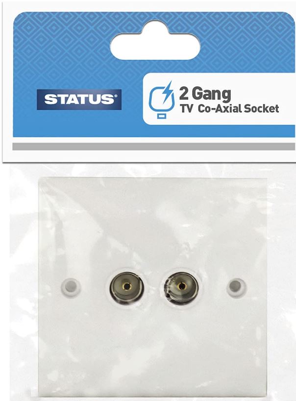 STATUS 2 GANG CO-AXIAL SOCKET TV AERIAL CONNECTOR. S2GTVSOCB4 \\\KD02942