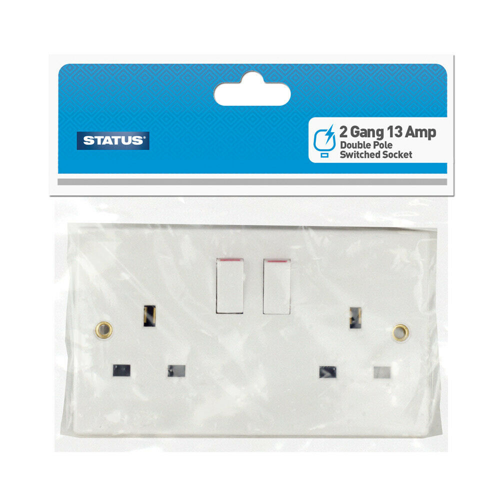 STATUS 2G TWIN / 2 GANG SWITCH 13A SOCKET. S2G13ADPSSB4 \\\KD02950