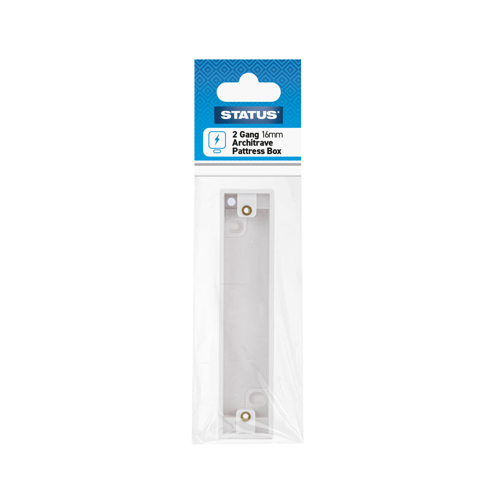 STATUS TWIN 2 GANG SURFACE MOUNTED BACK / WALL PATTRESS BOX 16MM DEEP. S2GARCHPAT16MMB6 \\\KD02953
