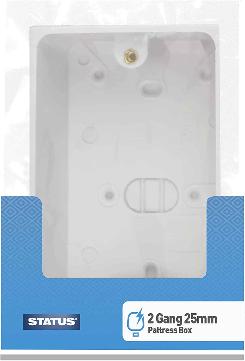 STATUS TWIN 2 GANG SURFACE MOUNTED BACK / WALL PATTRESS BOX 25MM. S2GPAT25MMX7 \\\KD02955