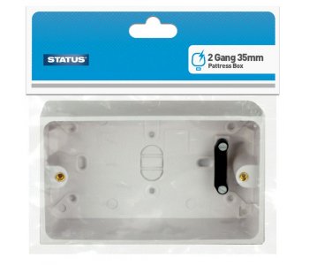 STATUS TWIN 2 GANG SURFACE MOUNTED BACK / WALL PATTRESS BOX 35MM. S2GPAT35MMX4 \\\KD02956