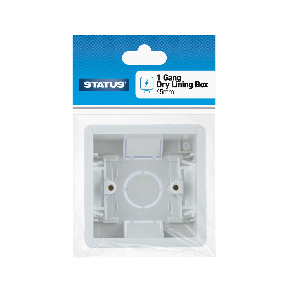 STATUS SINGLE 1 GANG DRY LINING WALL PATTRESS BOX 45MM. SDLP45MM1GB3 \\\KD02965