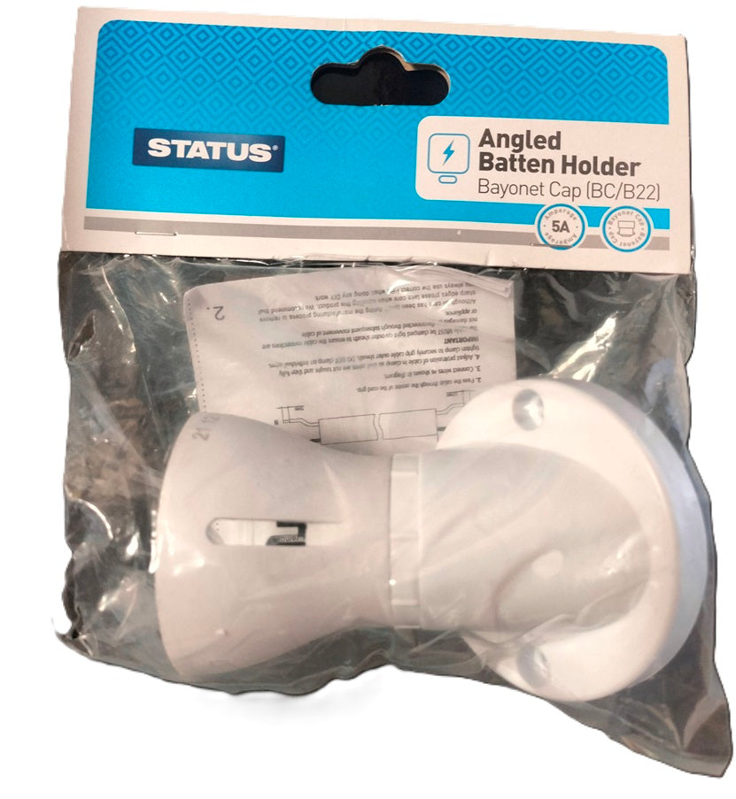 STATUS ANGLED BAYONET BC B22 BATTEN CEILING LAMP HOLDER SOCKET. SCRABHB3 \\\KD02974
