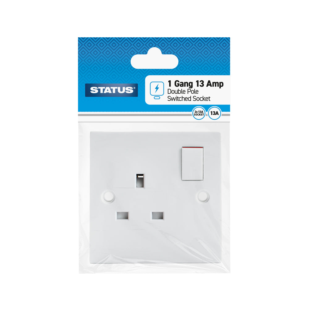 STATUS SINGLE / 1 GANG 13A DOUBLE POLE SWITCHED WALL SOCKET. S1G13ADPSSB3 \\\KD02999