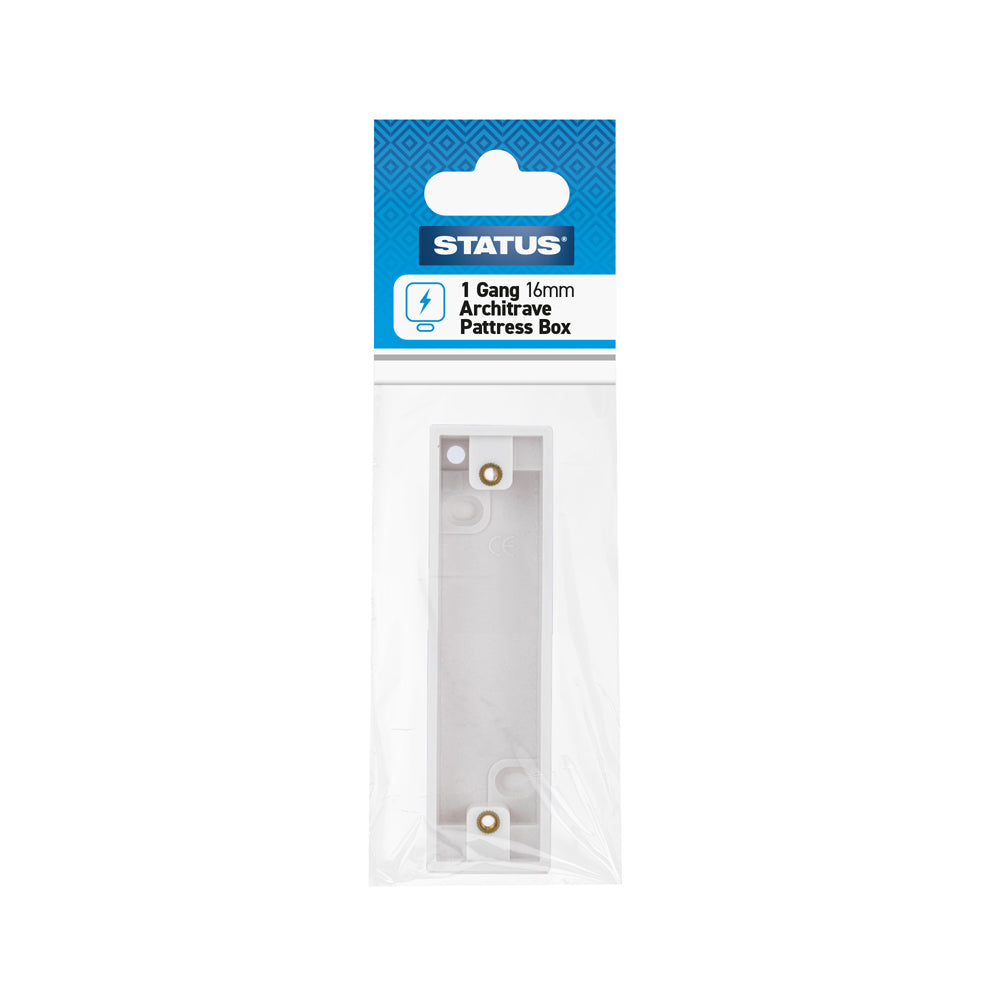 STATUS SINGLE / 1 GANG ARCHITRAVE SURFACE MOUNTED BACK / PATTRESS BOX 16MM. S1GARCHPAT16MMB6 \\\KD03003