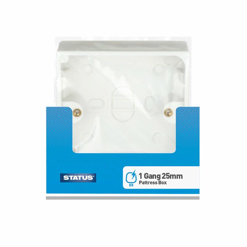 STATUS SINGLE / 1 GANG SURFACE MOUNTED BACK / PATTRESS BOX 25MM. S1GPAT25MMX7 \\\KD03005
