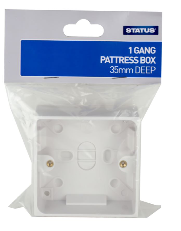 STATUS SINGLE / 1 GANG SURFACE MOUNTED BACK / PATTRESS BOX 35MM. S1GPAT35MMX4 \\\KD03006