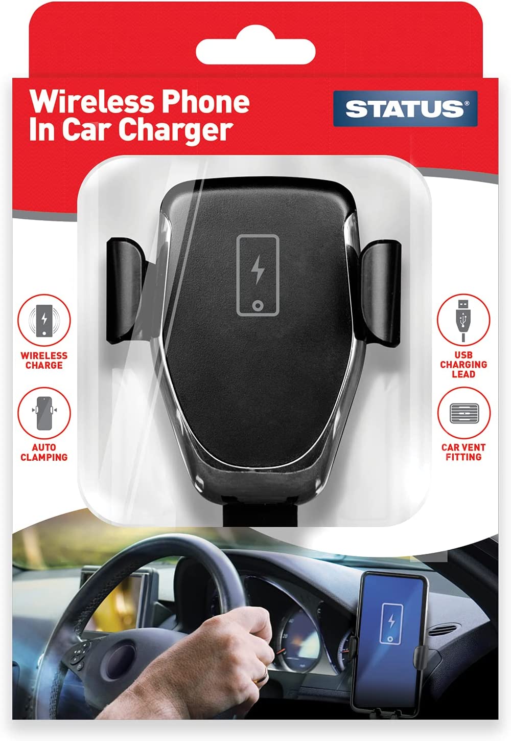 STATUS WIRELESS CAR PHONE CHARGER MOUNT / HOLDER. SBWCC1PKB6 \\\KD03011