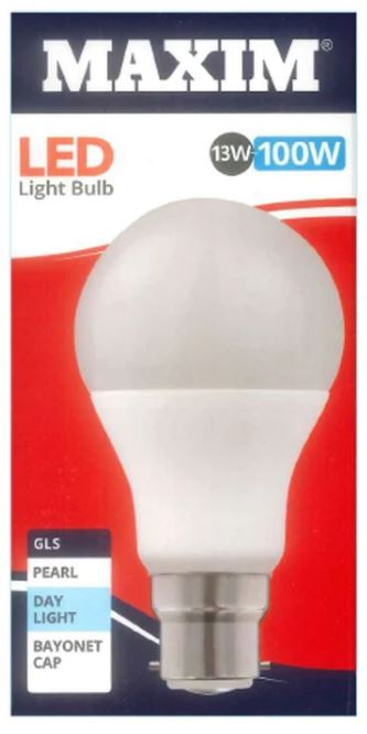 10 X MAXIM 13W=100W GLS LED LIGHT BULB EDISON SCREW / ES DAY LIGHT PEARL. 100MLGESDL5X10 \\\KD03020