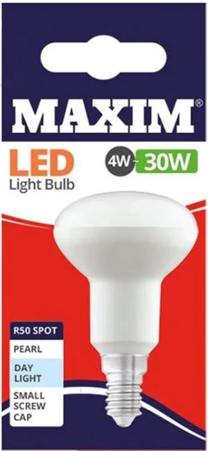 10 X MAXIM 4W=30W R50 LED LIGHT BULB SMALL EDISON SCREW / SES DAY LIGHT PEARL. 30MLR50E14D5X10 \\\KD03034