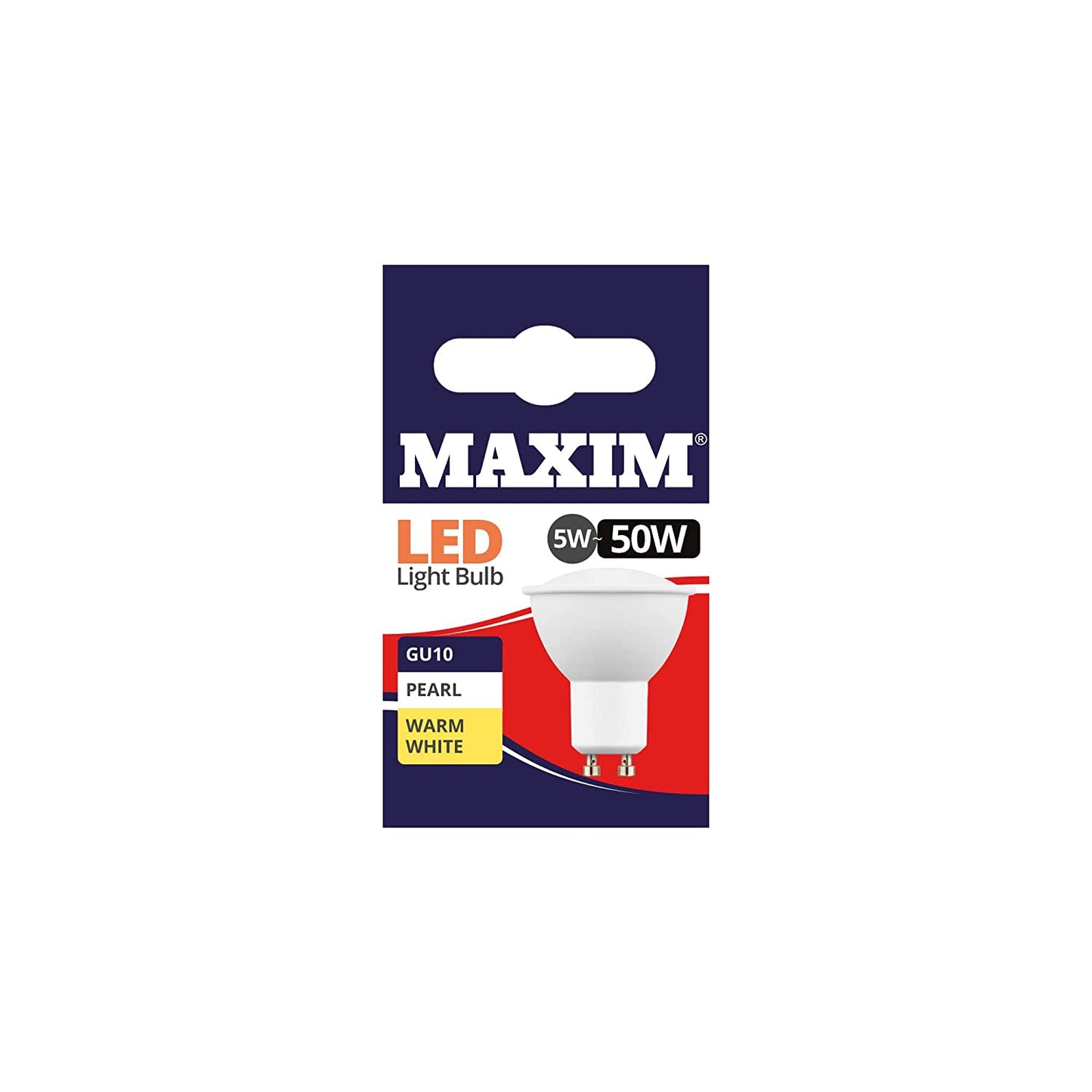 10 X MAXIM 5W=50W GU10 LED LIGHT BULB WARM WHITE PEARL. 50MLGU10W5X10 \\\KD03038