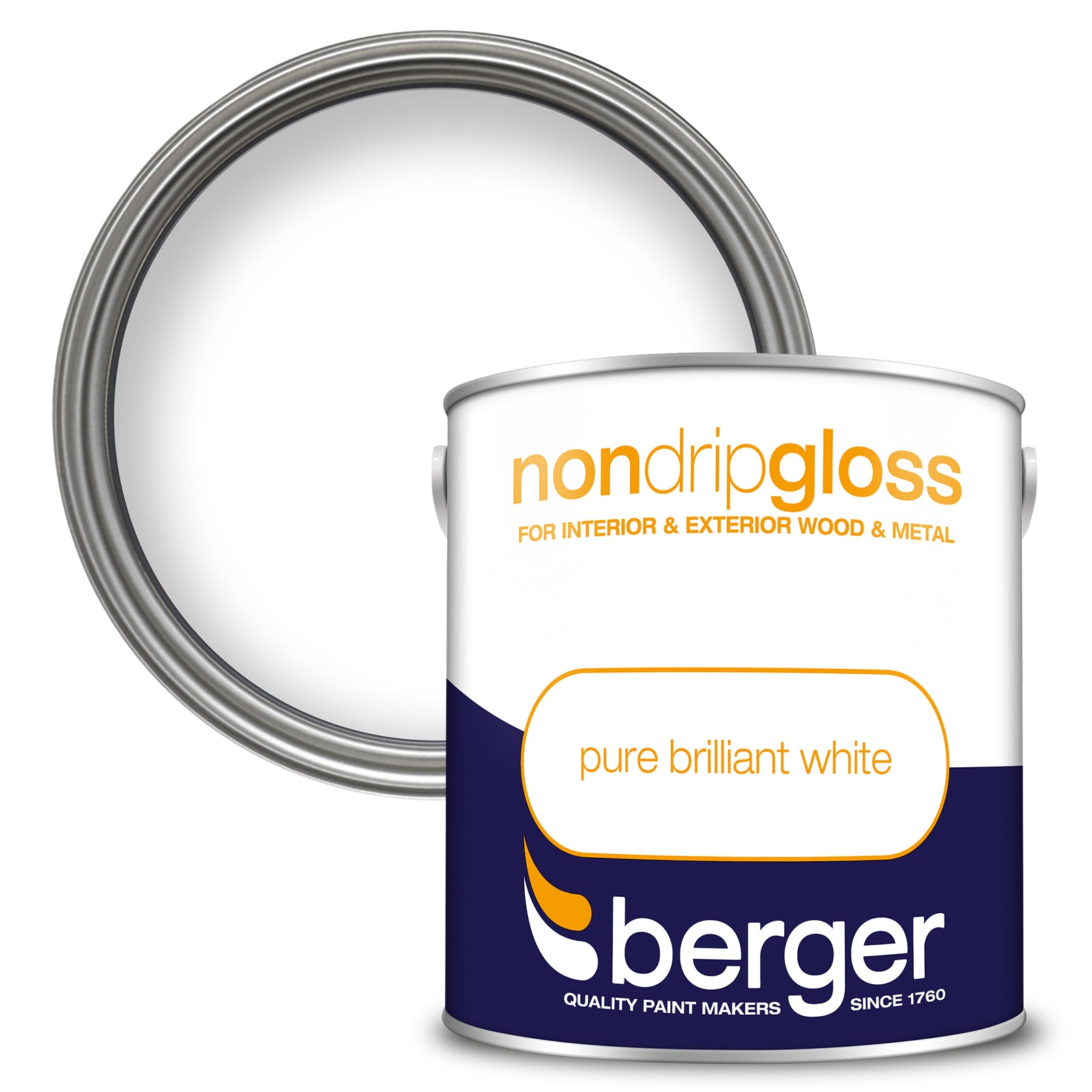 BERGER NON DRIP GLOSS BRILLIANT WHITE 2.5L. 5026207 \\\KD03081