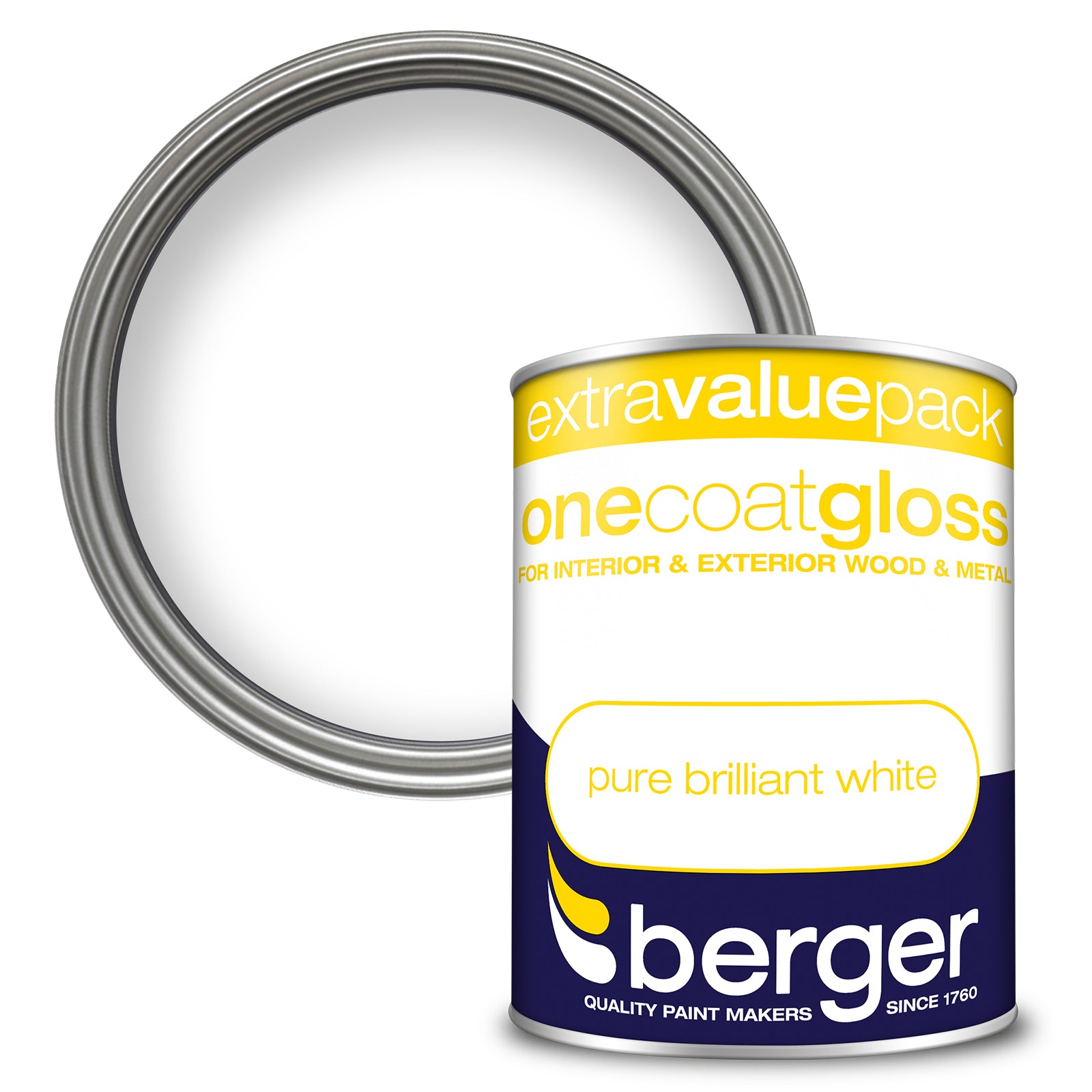 BERGER ONE COAT GLOSS BRILLIANT WHITE 1.25L. 5026240 \\\KD03082