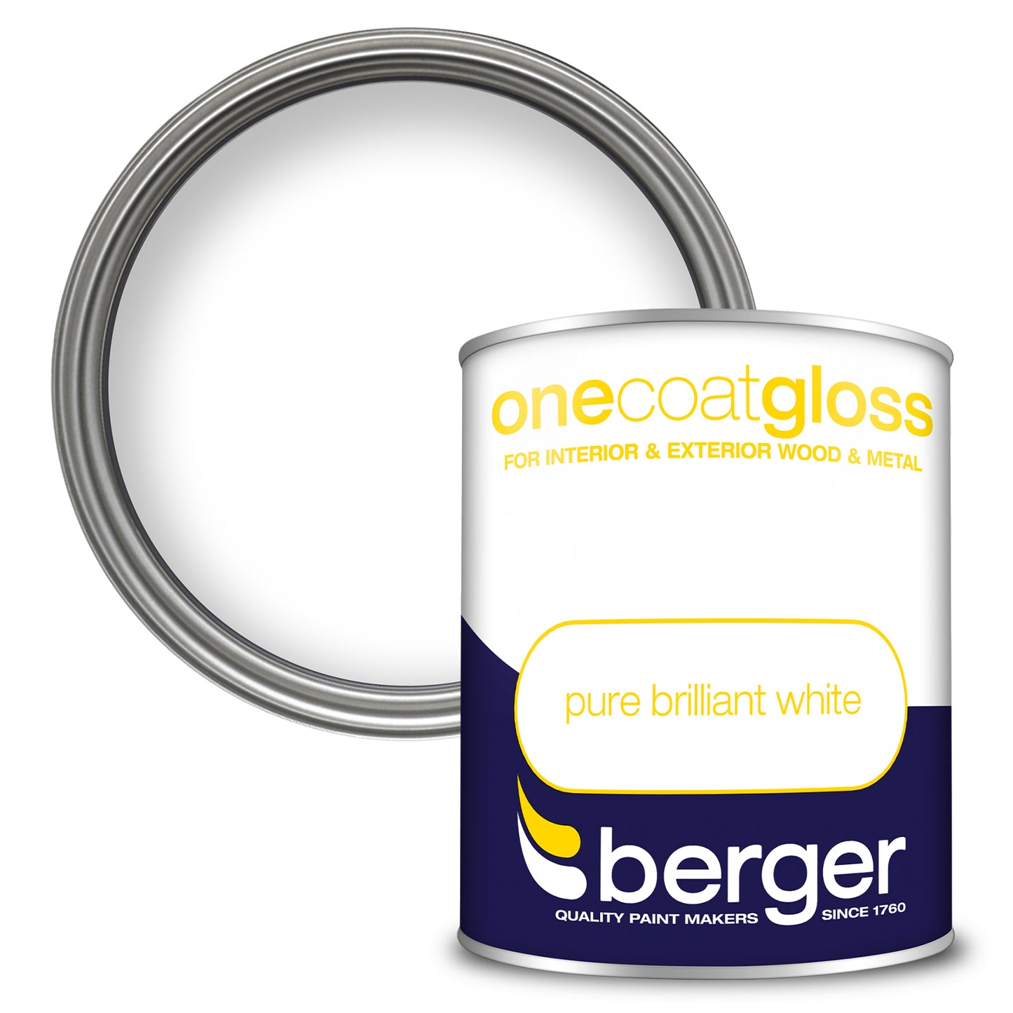 BERGER ONE COAT GLOSS BRILLIANT WHITE 750ML. 5089612 \\\KD03095