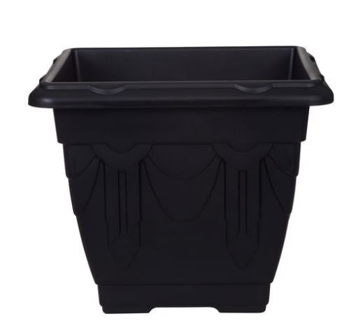 WHITEFURZE  SQUARE VENETIAN PLANTER 22CM - BLACK. G020485 \\\KD03113