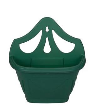 WHITEFURZE VENETIAN WALL HANGING PLANTER / BASKET 31CM - FOREST GREEN. G020541 \\\KD03120