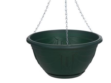 WHITEFURZE VENETIAN HANGING BASKET / PLANTER 32CM - FOREST GREEN. G020741 \\\KD03129