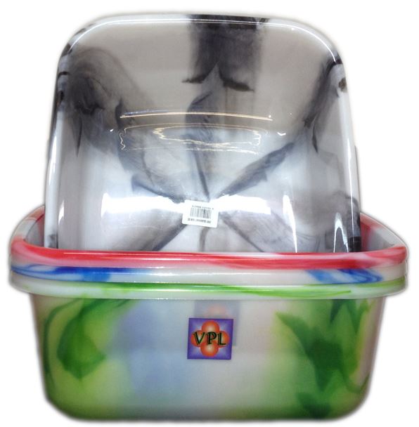 PLASTIC RECTANGULAR BOWL / TUB DOUBLE COLOUR. V2401DC \\\KD03182