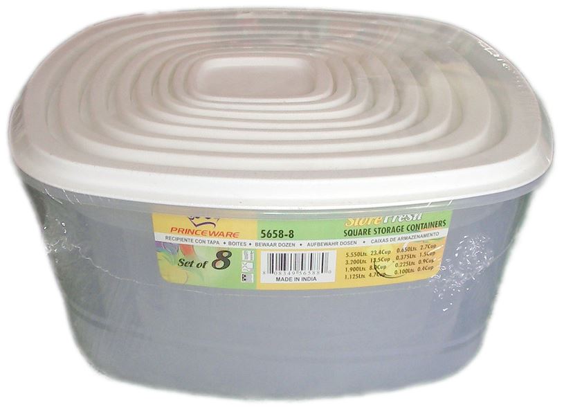 PLASTIC SQUARE CONTAINERS 8/PK. V5658-8 \\\KD03187