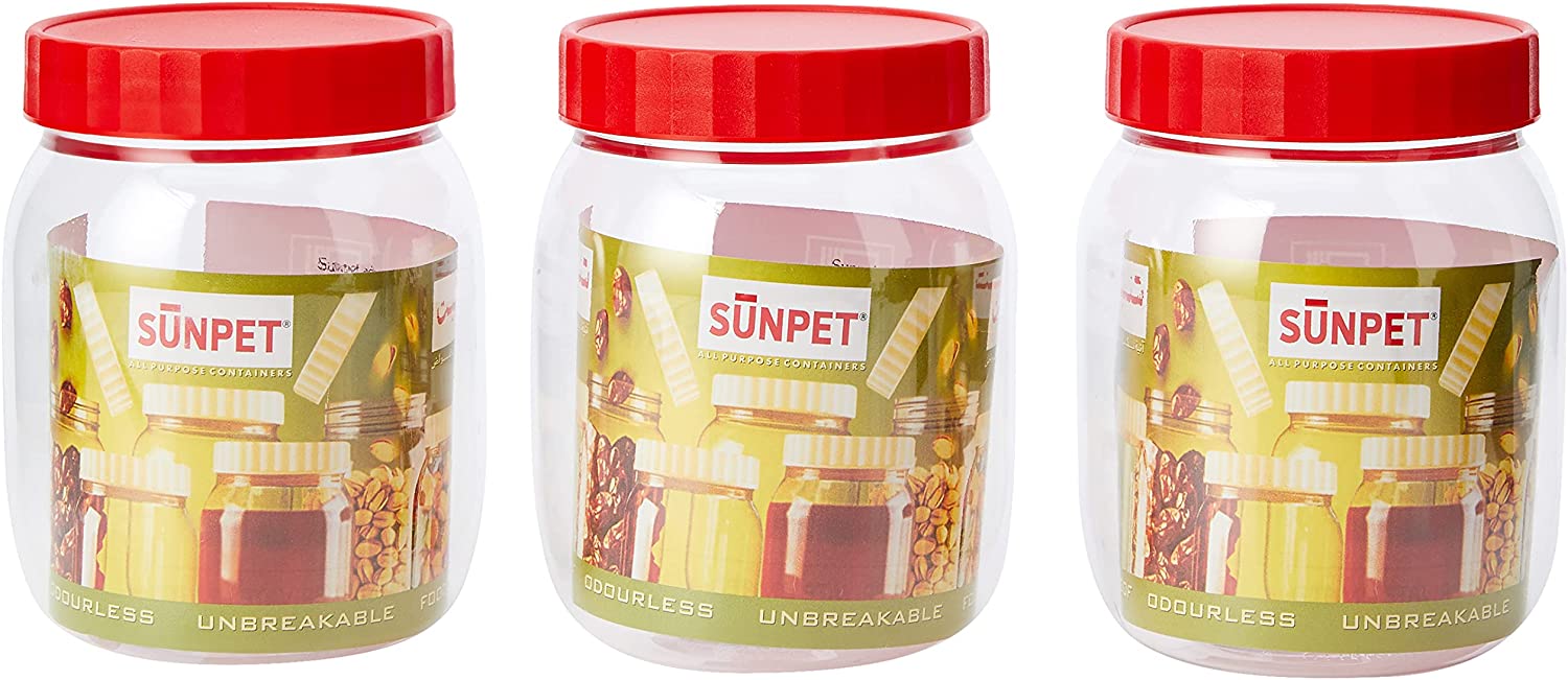 PLASTIC SUNPET FOOD STORAGE ROUND JAR 500ML 3/PK. VJ0500RD3 \\\KD03193