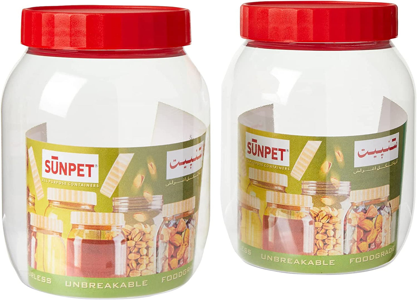 PLASTIC SUNPET FOOD STORAGE ROUND JAR 750ML 2/PK. VJ0750RD2 \\\KD03194