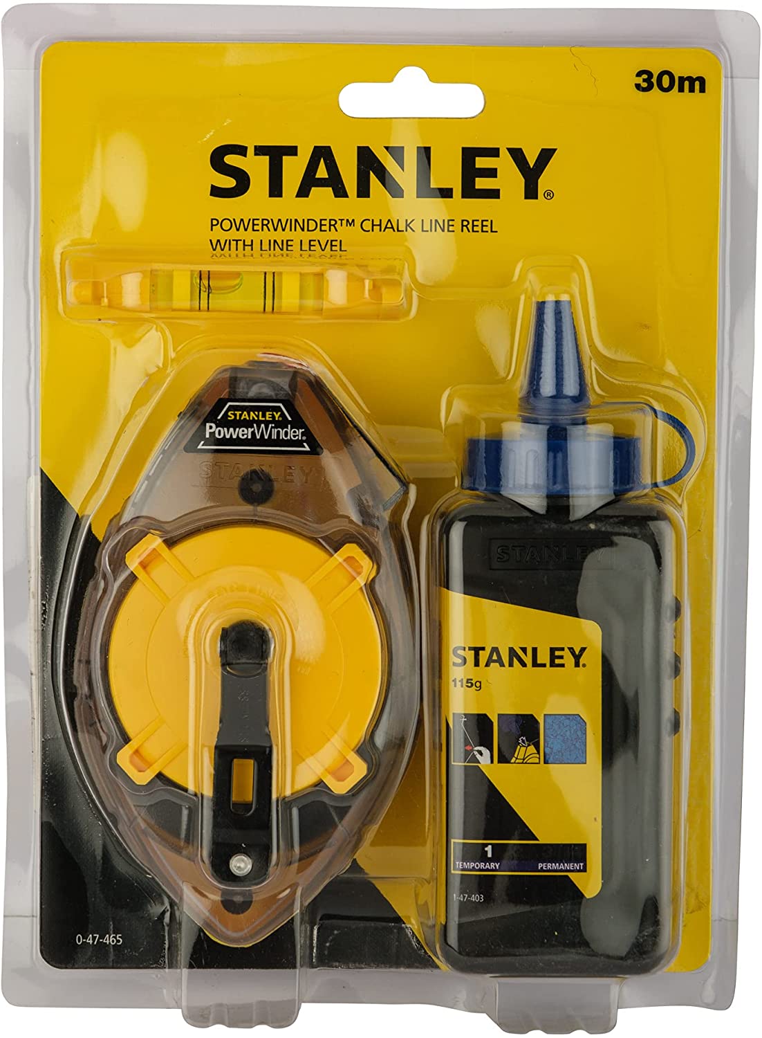 STANLEY POWERWINDER BLUE CHALK LINE AND LINE LEVEL KIT. 0-47-465 \\\KD03214
