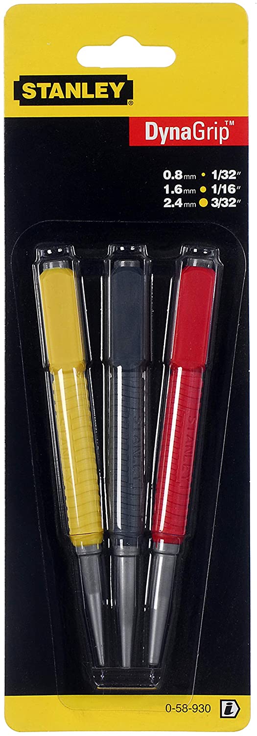 STANLEY DYNAGRIP NAIL PUNCH SET - 0.8 1.6 2.4MM 3/PK. 0-58-930 \\\KD03216