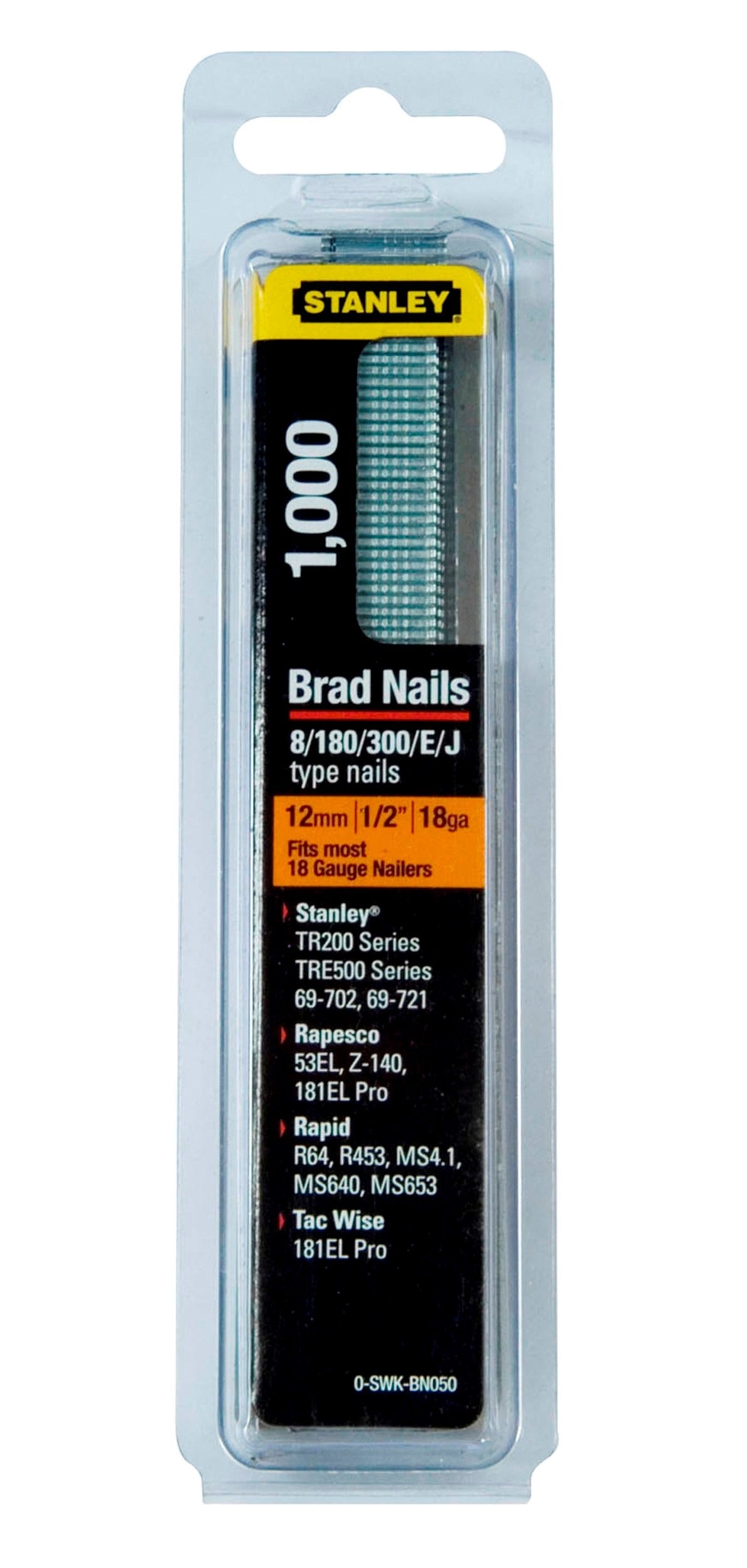 STANLEY BRAD NAILS 12MM 1000/PK. 0-SWK-BN050 \\\KD03233