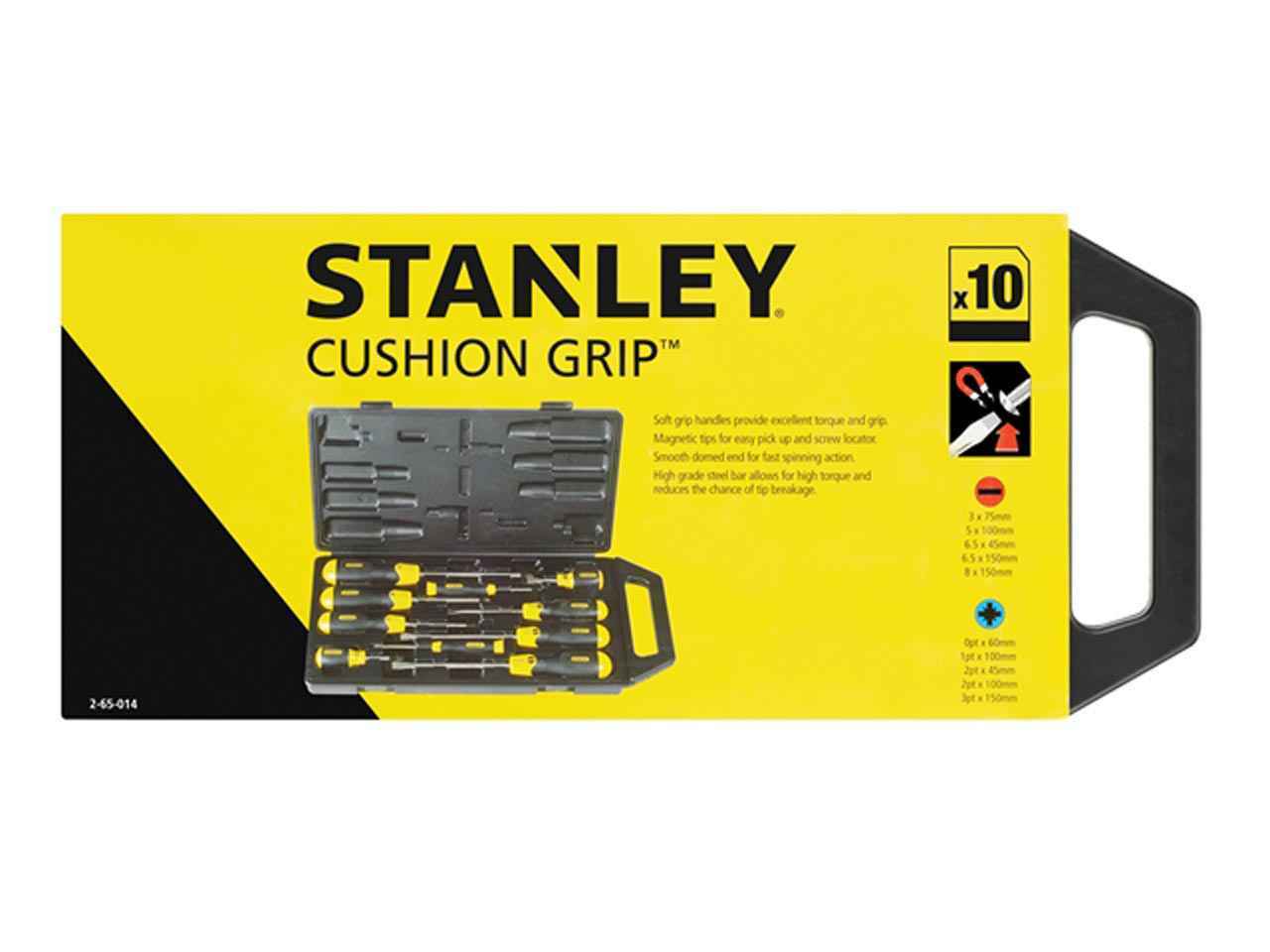STANLEY CUSHION GRIP SCREWDRIVER SET FLARED / POZI 10 PIECE. 2-65-014 \\\KD03249