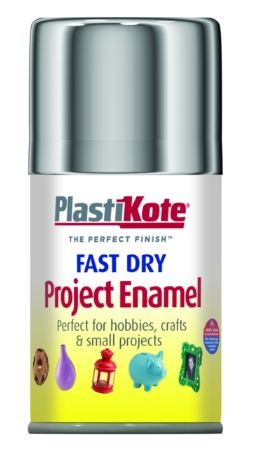 PLASTIKOTE PL150S FAST DRY ENAMEL SPRAY PAINT 100ML - CHROME. PL150-S \\\KD03375