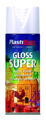 PLASTIKOTE PL11109 SUPER GLOSS SPRAY PAINT 400ML - GLOSS WHITE. PL11109 \\\KD03381