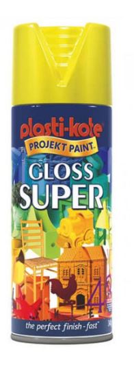 PLASTIKOTE PL11115 SUPER GLOSS SPRAY PAINT 400ML - GLOSS YELLOW. PL11115 \\\KD03382