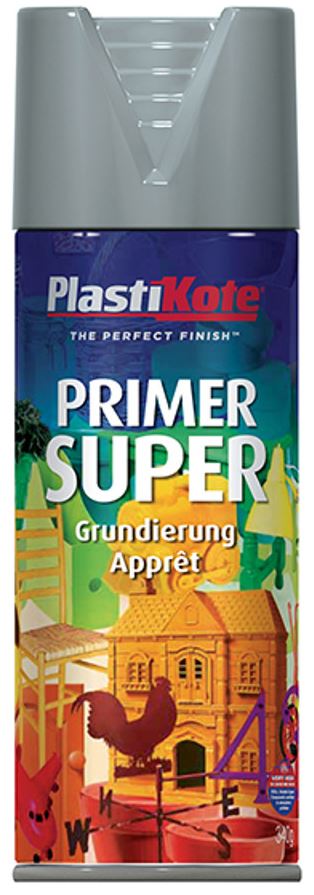 PLASTIKOTE PL11148 SUPER GLOSS SPRAY PAINT 400ML - GREY PRIMER. PL11148 \\\KD03386