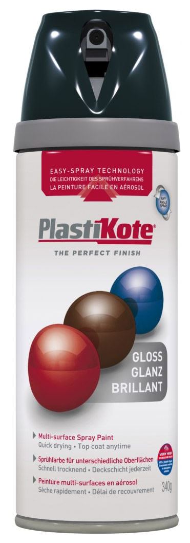 PLASTIKOTE PREMIUM TWIST & SPRAY MULTISURFACE SPRAY PAINT 400ML - GLOSS BLACK. PL21100 \\\KD03388