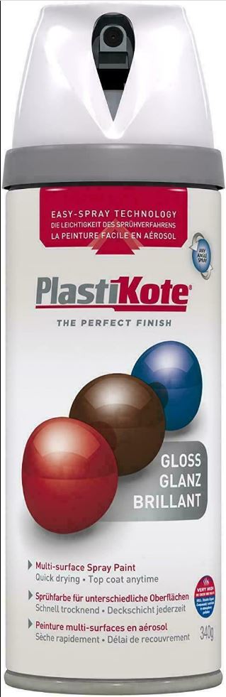 PLASTIKOTE PREMIUM TWIST & SPRAY MULTISURFACE SPRAY PAINT 400ML - GLOSS WHITE. PL21102 \\\KD03389