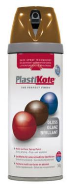 PLASTIKOTE PREMIUM TWIST & SPRAY MULTISURFACE SPRAY PAINT 400ML - GLOSS CHESTNUT BROWN. PL21108 \\\KD03391