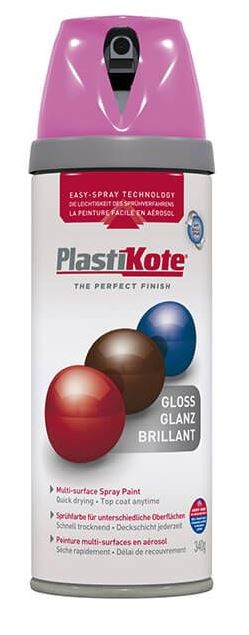 PLASTIKOTE PREMIUM TWIST & SPRAY MULTISURFACE SPRAY PAINT 400ML - GLOSS PINK BURST. PL21113 \\\KD03394