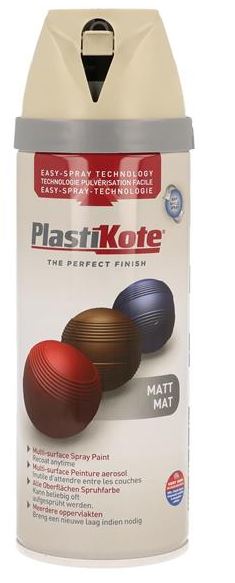 PLASTIKOTE PREMIUM TWIST & SPRAY MULTISURFACE SPRAY PAINT 400ML - MATT FRENCH GREY. PL23114 \\\KD03408