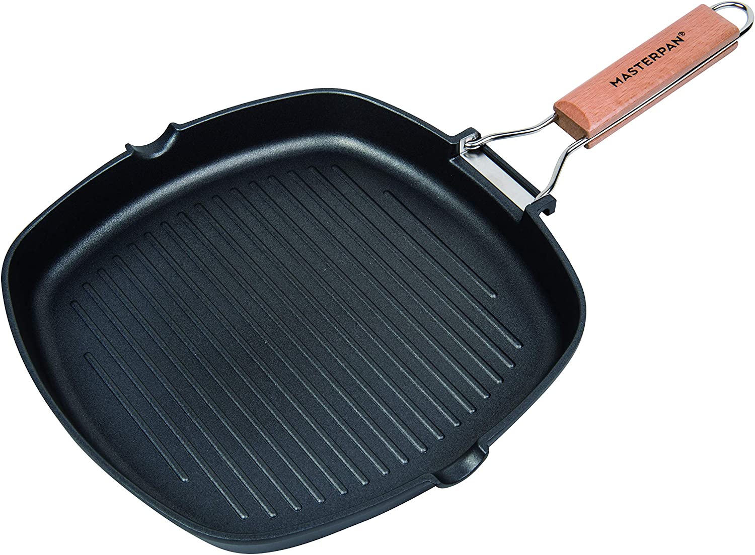 MASTERPAN MP-139 ALUMINIUM CAST SQUARE NON STICK GRILL PAN  WITH FOLDING HANDLE 20CM. MP139 \\\KD03433