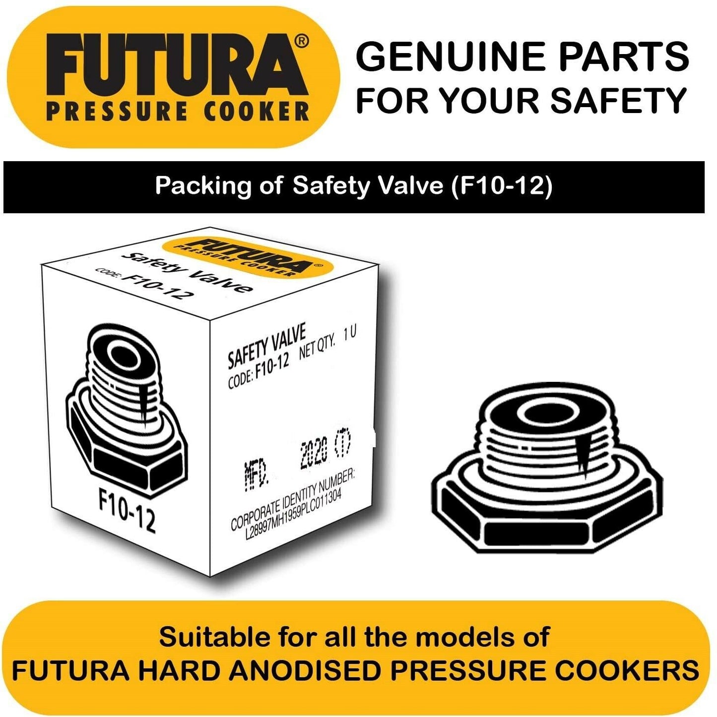 FUTURA F10-12 PRESSURE COOKER SPARE SAFETY VALVE & WASHER. F1012 \\\KD03458