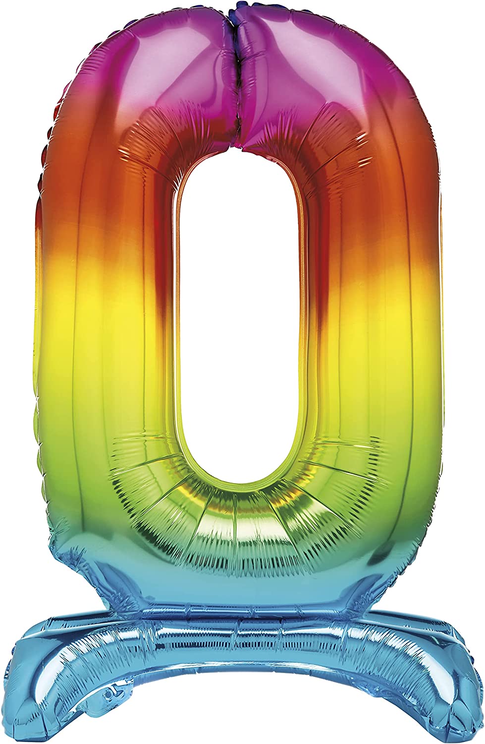 UNIQUE PARTY GIANT STANDING FOIL NUMBER 0 BALLOON 76 CM - RAINBOW. UNI13260 \\\KD03505