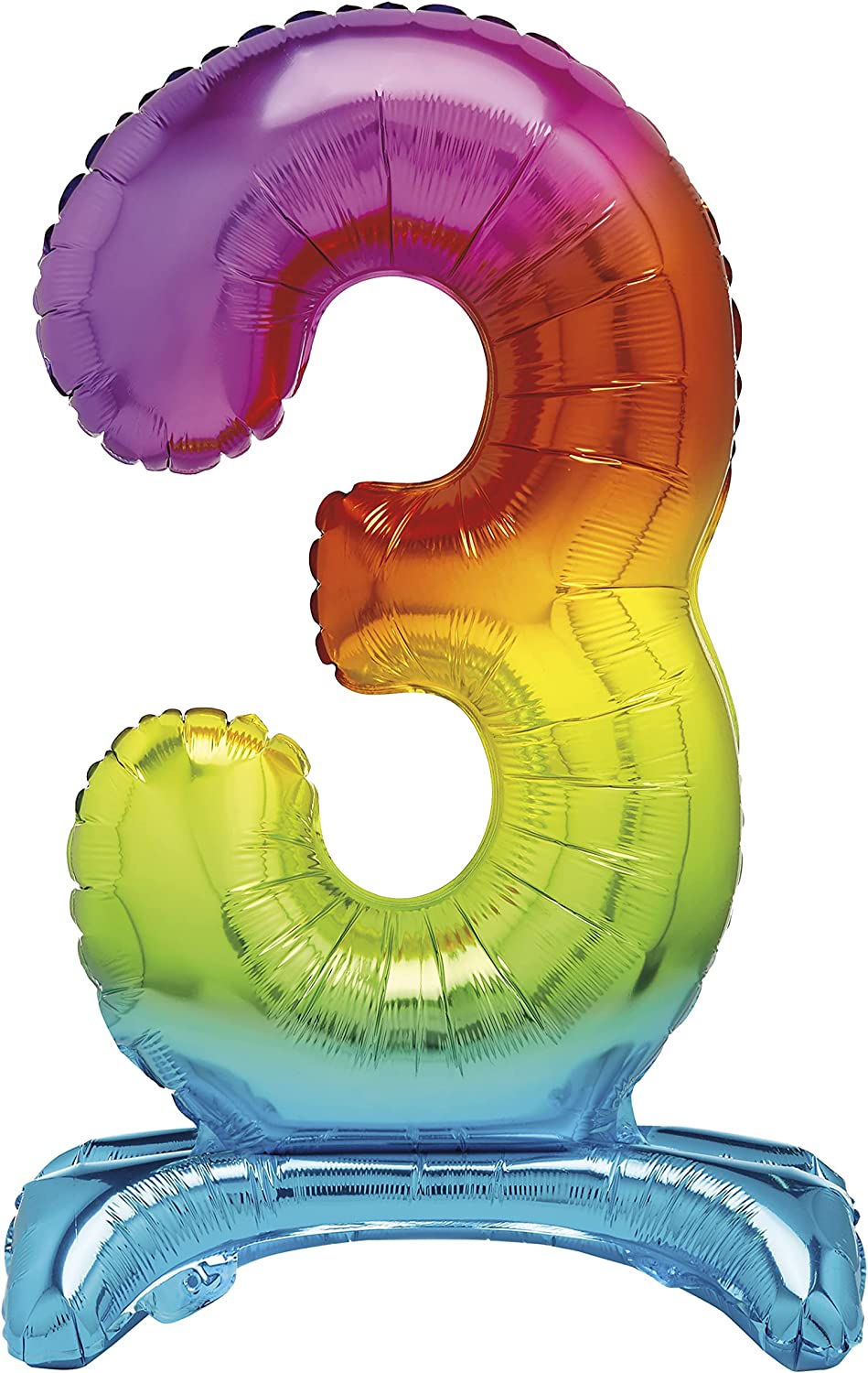 UNIQUE PARTY GIANT STANDING FOIL NUMBER 3 BALLOON 76 CM - RAINBOW. UNI13263 \\\KD03508